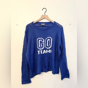 Wooden ships “go team” football sweater blue white small medium
